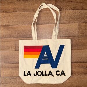 Aviator Nation AV La Jolla CA Canvas Tote Swag Bag Oatmeal Color Sustainable Lux